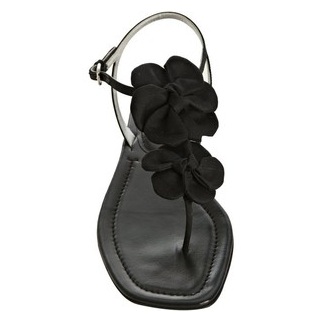 prada black flats sandals with flower detail