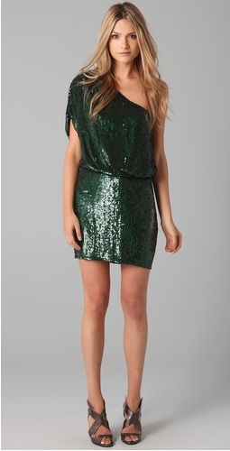 Haute Hippie One Shoulder Sequined Dress Christmas party