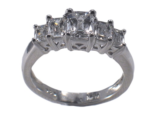 diamond engagement ring emerald cut clear set of 5 diamonds