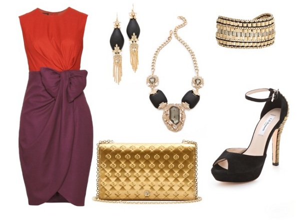 Giambattista Valli bow cocktail dress gold fendi clutch xmas outfit idea