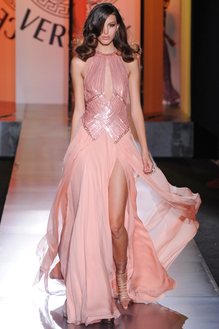 pink versace evening dress 2013