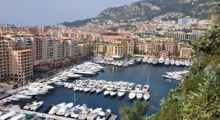 magnificent photo of Monaco port with white yachts and properties