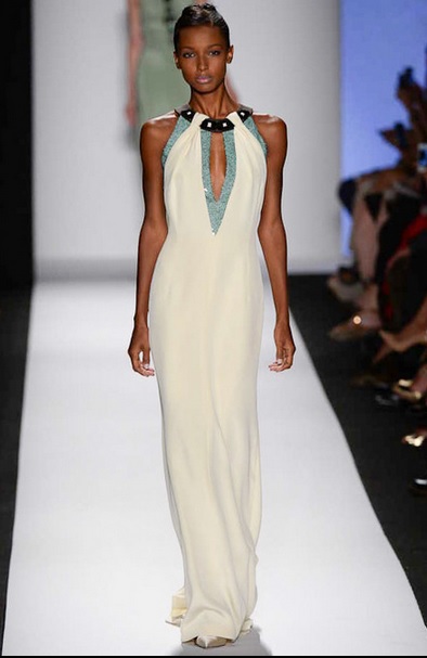 white evening gown by carolina herrera from spring ready-to-wear 2014 collection