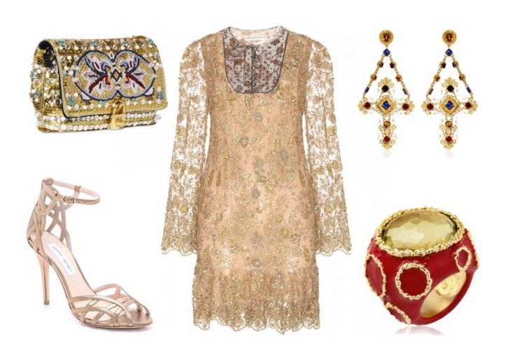 Emilio Pucci Gold Lace Dress perfect for Christmas and New Years eve party