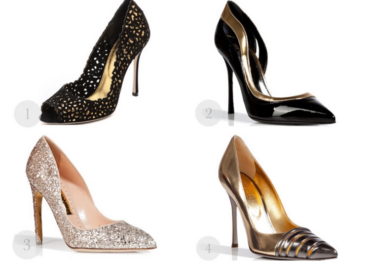 gold high heels for any party