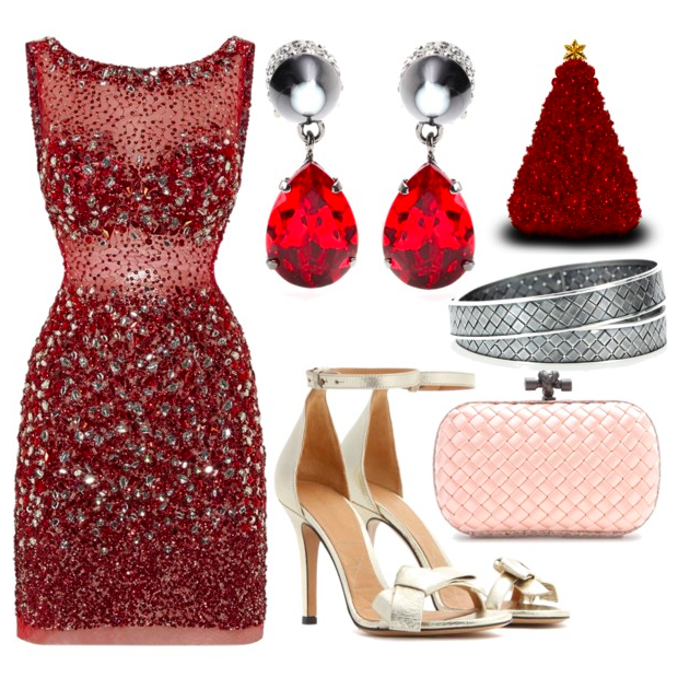 Deep red embellished party dress for sexy Holiday season parties