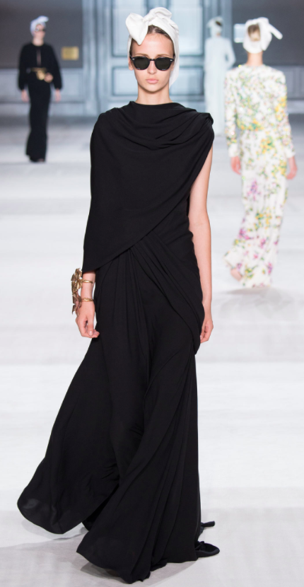Giambattista Valli black evening dress with one naked arm picked for Robin Wright