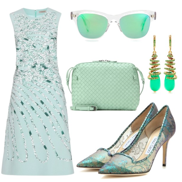 st patrick's day feminine outfit with a green dress bottega veneta handbag and shoes