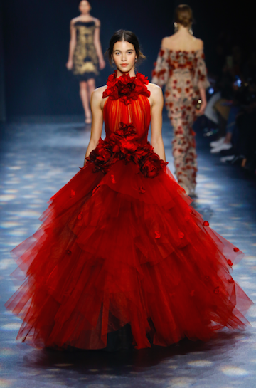 Marchesa red evening dress for the Oscars 2016 red carpet