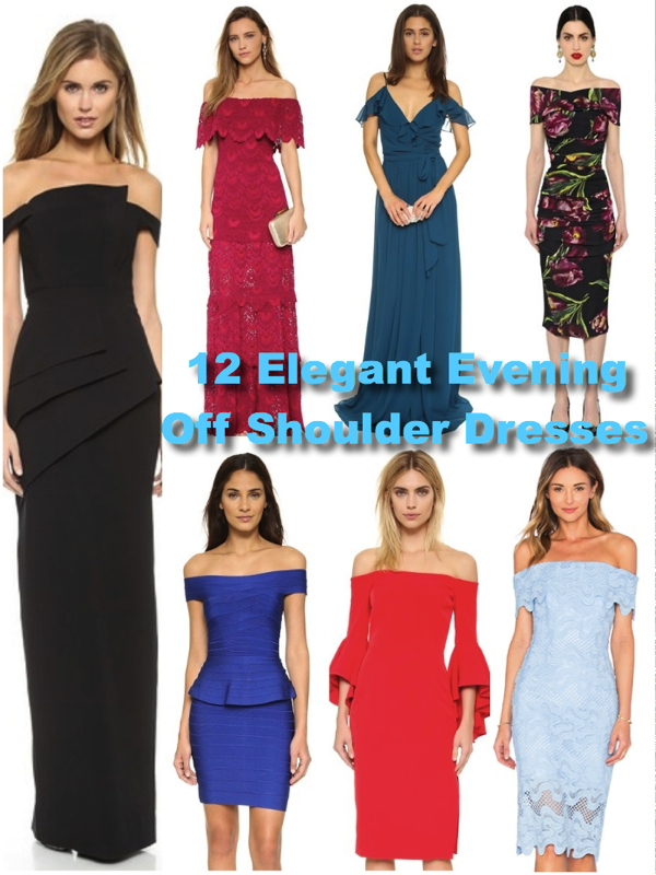 Elegant evening off shoulder dresses